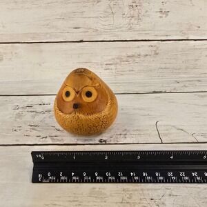Lucuma Handmade Peru Carved Gourd Owl Figurine Folk Art Brown 3 Inch